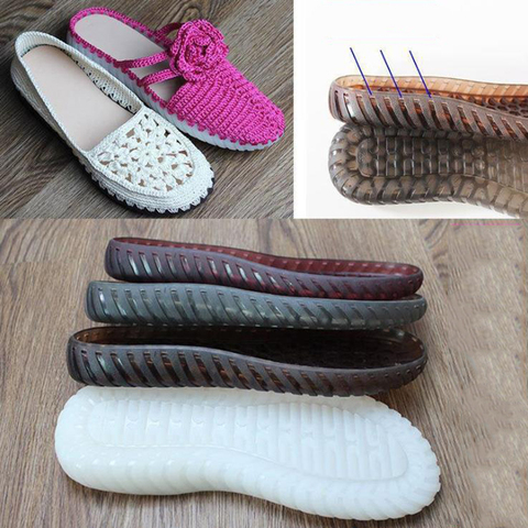 Rubber soles autumn winter hooks soles transparent crystal shoes non-slip tendon bottom hand-knitted woolen slippers sandals ► Photo 1/6