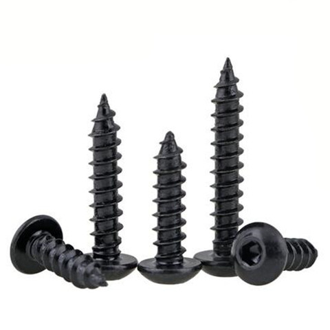 10/20Pcs M3 M4 M5 M6 steel with black Hexagon Socket Button Head Self tapping Screws Round Head ► Photo 1/3