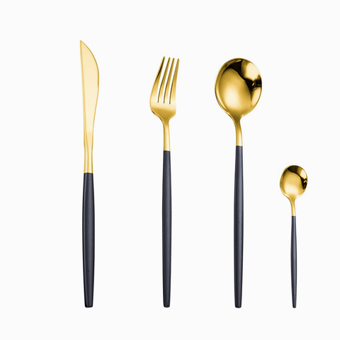 Black Gold Cutlery Set 18/10 Stainless Steel Dinnerware Set Chopsticks Knife Fork Spoon Set Tableware Kitchen Dinner Silverware ► Photo 1/6