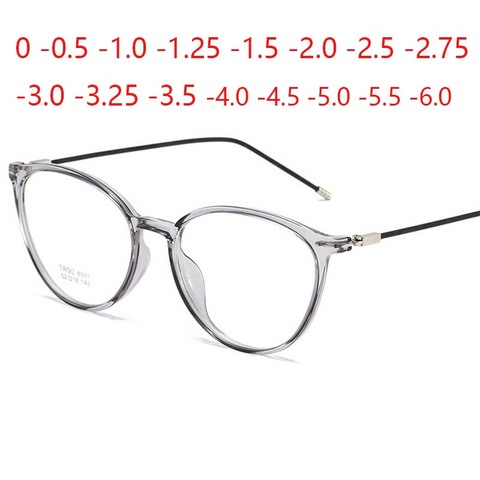 Cat Eye Myopia Glasses Women Men Round Frame Thin Legs Short Sight Spectacles Diopter -1.0 -1.5 -2.0 -2.5 To -8.0 -9.0 -10.0 ► Photo 1/6