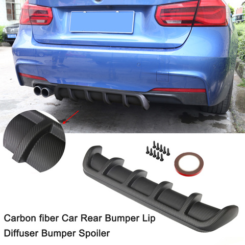 Universal Carbon fiber Car Rear Bumper Lip Diffuser 6 Fin Shark Fin Style Car Back Bumper Spoiler Lip Splitter ► Photo 1/6