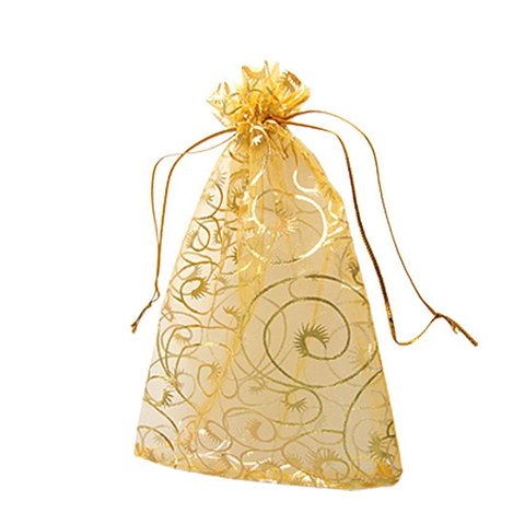 100pcs/lot Organza Bags Gold Coralline Custom Jewelry Tea Packaging Bags Organza Wedding Gift Bags Saquinho De Organza ► Photo 1/3