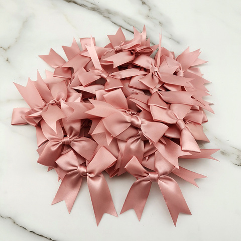 (50 Pcs/pack) 85*85mm Fresh Pink Ribbon Bows Small Size Satin Ribbon Bow Flower Craft Decoration Handwork DIY Party Decoration ► Photo 1/6