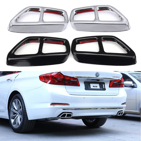 Yubao Silver/Glossy Black Car Exhaust Muffler Pipe Cover Trims Stainless Steel Exterior Parts For BMW 5 Series G30 G31 2017 2022 ► Photo 1/6