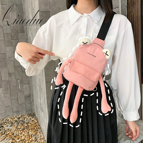 Qiaoduo Personality Girl Small Bag Tide Cartoon Cute Frog Bag Casual Messenger Bag Chest Bag Shoulder Crossbody Bag Women Bag ► Photo 1/6