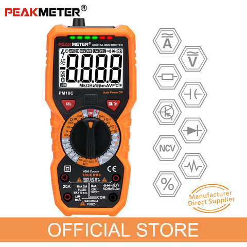 PEAKMETER PM18C Multimeter Digital High Precision Automatic Universal Meter Electrician Portable Intelligent Anti-burn ► Photo 1/6
