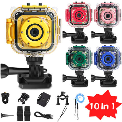 Prograce Kids Sports Camera Toy Waterproof Digital Action Camera Video Camcorder Diving Camera Motion Camera Boy Girl Toys Gift ► Photo 1/6