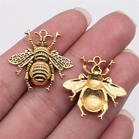 WYSIWYG 10pcs 25x25mm Antique Gold Color Antique Bronze Color Antique Silver Color Bee Charms For Jewelry Making ► Photo 1/3