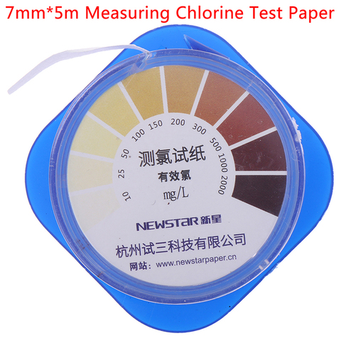 5M/Roll Chlorine Test Paper Strips Range 10-2000mg/lppm Color Chart Cleaning Water Testing Measuring ► Photo 1/6