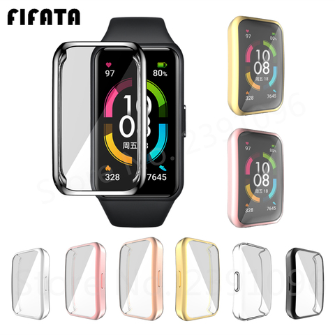 FIFATA TPU Soft Protective Case For Huawei Honor Band 6 Watch Cover Full Screen Protector Shell For Honor Band 6 Plating Bumper ► Photo 1/6