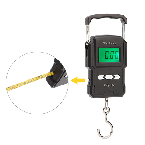 75kg/10g Digital Scale with 100cm Tape Measure Electronic Balance Hand Scales for Fishing Luggage Travel Steelyard Weight Libra ► Photo 1/6