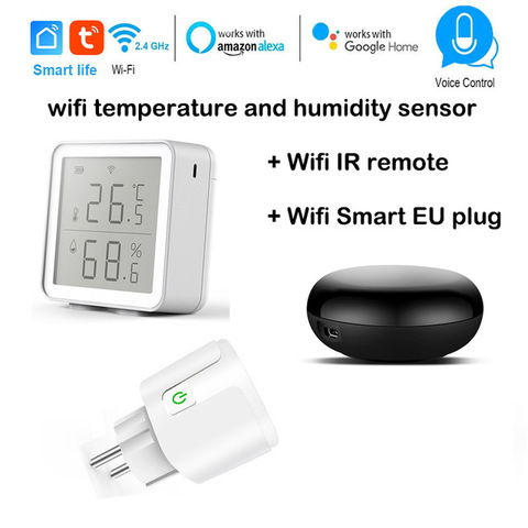 Smart Temperature Humidity Sensor Wifi LCD Thermometer Tuya Alexa