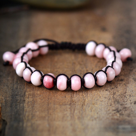 Pink Opal Bead Friendship Bracelet Fantasy Natural Stones Adjustable Bracelet For Women Beaded Fashion OL Bracelet Gifts ► Photo 1/5