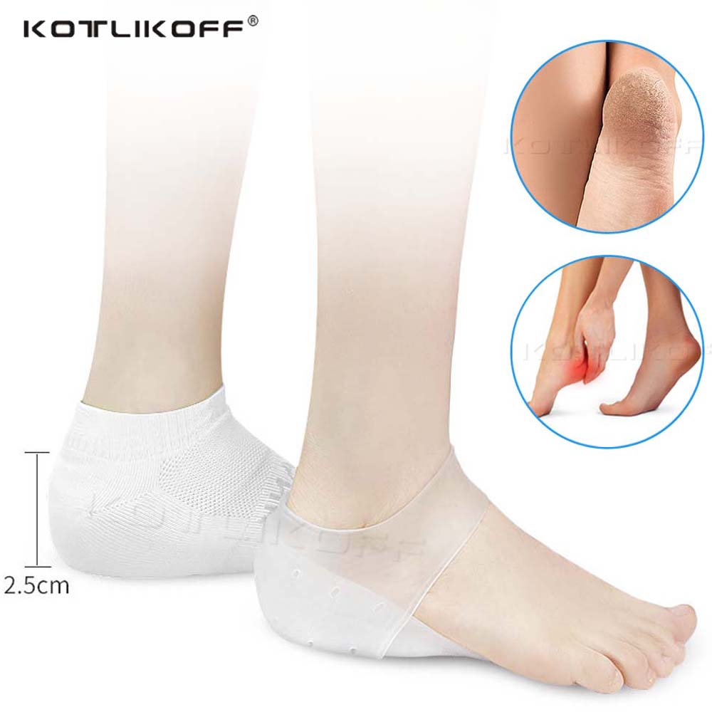 Unisex Invisible Height Increase Socks Heel Pads Silicone Insoles Foot NEW 