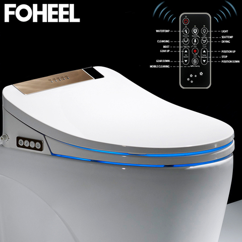 LCD 3 Color Intelligent Toilet Seat Elongated Electric Bidet Cover Smart Bidet Heating Sits Led Light Wc ► Photo 1/6