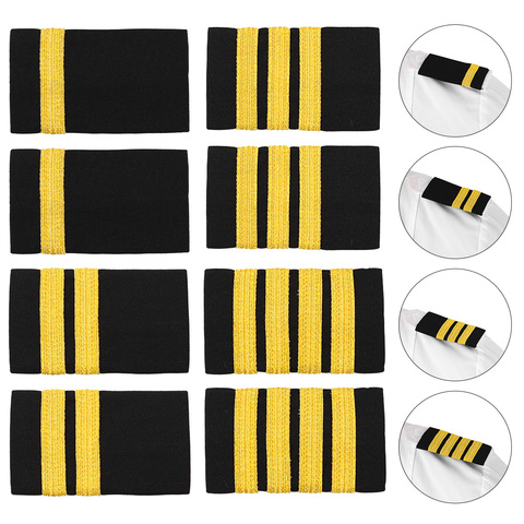 1 Pair Epaulettes Traditional Professional Pilot Shirt Uniform Epaulets with Gold Stripe Shoulder Badges DIY Craft Clothes Decor ► Photo 1/6