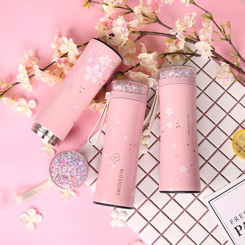 OUSSIRRO High Quality Sakura Shine Thermos Pretty Coffee Thermos 304 Stainless Steel Vacuum Cup Water Bottle ► Photo 1/6