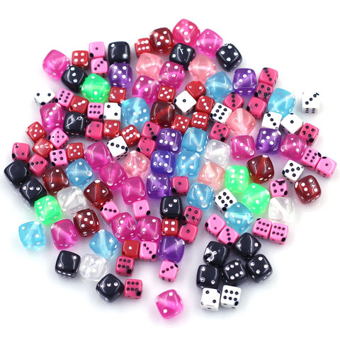 50Pcs Spacer Beads Dice Cube Acrylic Dot Colourful For Charms Necklace Jewelry Decoration Bracelets DIY Findings 6x6mm 9x9mm ► Photo 1/6