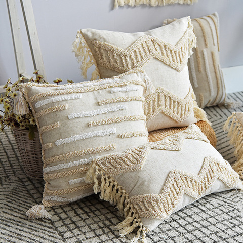 European Style Fringed Suede Pillowcase Bohemian Style Ring Velvet Pillowcase Modern Minimalist Straight Couch Waist Pillow ► Photo 1/1