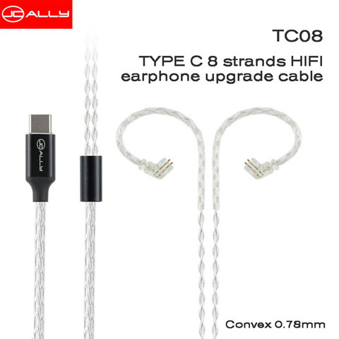 JCALLY TC08 Silver Plated TYPE-C Earphone Upgrade Cable With MIC MMCX 2 Pin 0.75/0.78 QDC Pin for KZ CCA ASX ZSX ZSN PRO X AS16 ► Photo 1/6