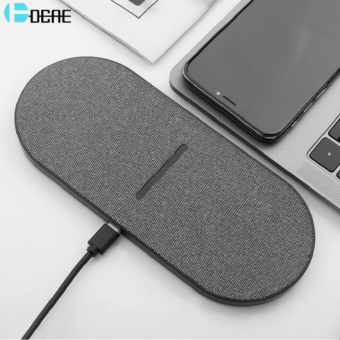 2 in 1 20W Dual Seat Qi Wireless Charger for Samsung S20 S10 Double Qi Fast Charging Dock Pad For IPhone 11 XS XR X Airpods Pro ► Photo 1/6