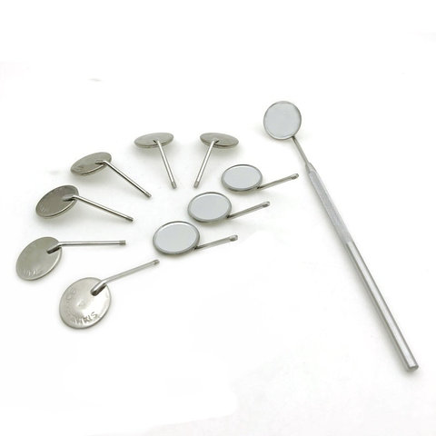 10Pcs Mirror + 1pc Handle Dental Mirror Stainless Steel Mouth Mirror Dental Hygiene Kit Instrument Dentist Tools ► Photo 1/6