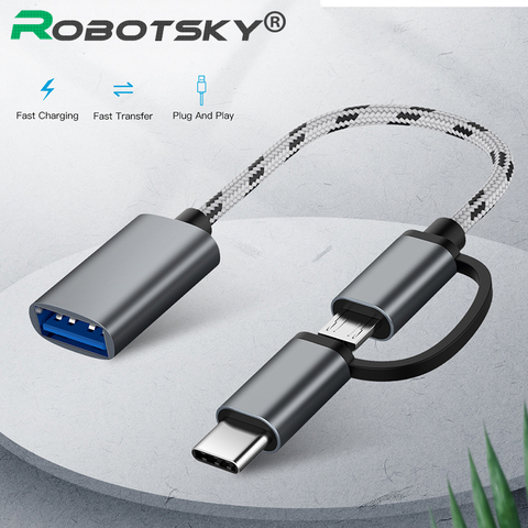 2 in 1 USB 3.0 OTG Cable Type C Micro usb to USB3.0 Adapter USB-C Data Transfer Cable for Samsung Xiaomi Huawei Type-C Phone ► Photo 1/6