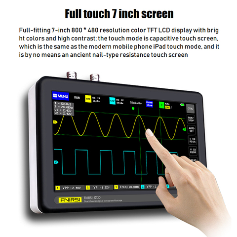 FNIRSI-1013D Digital tablet oscilloscope dual channel 100M bandwidth 1GS sampling rate tablet digital oscilloscope osciloscopio ► Photo 1/6