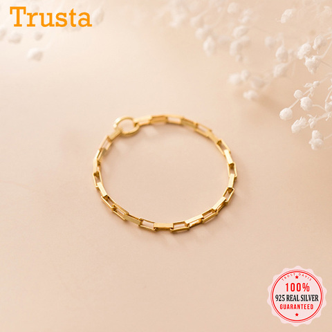 Trustdavis Real 925 Sterling Silver Minimalist Fashion Gold Chain Size 7 Rings For Women Wedding Party Fine S925 Jewelry DS1166 ► Photo 1/6