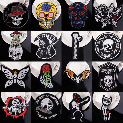 Prajna Punk Patch Biker Iron On Patches For Clothing Embroidered Patches On Clothes Letter Stickers Badge Patch Clothes Applique ► Photo 1/6