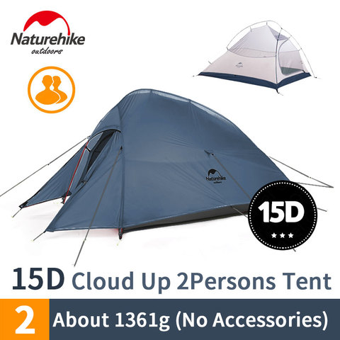 Naturehike Tent Upgrade Cloud Up Series 1 2 3 Persons 20D Silicone Double Layer Aluminum Pole Ultralight Camping Tent NH17T001-T ► Photo 1/6