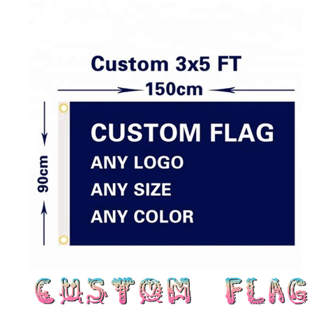 Custom Flag Any LOGO/Size/Colour 3X5FT/2X3FT/4X6FT Flying Banner 100D Polyester Advertising Sports Decoration ► Photo 1/1