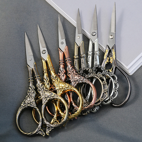 Lily Pattern Design European Retro Professional Sewing Scissors Sewing Supplies Golden Scissors MINI Antique Scissors for Fabric ► Photo 1/6