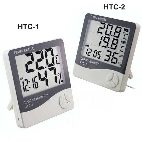 Weather Station HTC-1 HTC-2 Indoor Outdoor Thermometer Hygrometer Digital LCD C/F Temperature Humidity Meter Alarm Clock ► Photo 1/6