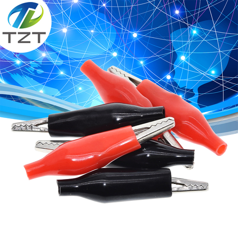 10pcs/lot 28MM Metal Alligator Clip G98 Crocodile Electrical Clamp for Testing Probe Meter Black and Red with Plastic Boot Rated ► Photo 1/6