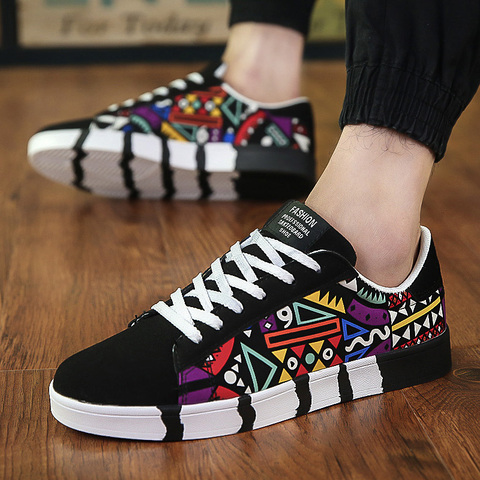 New Men Sneakers Casual Shoes Men Lovers Printing Fashion Flat Tenis Masculino Vulcanized Shoes Zapatos De Hombre ► Photo 1/6