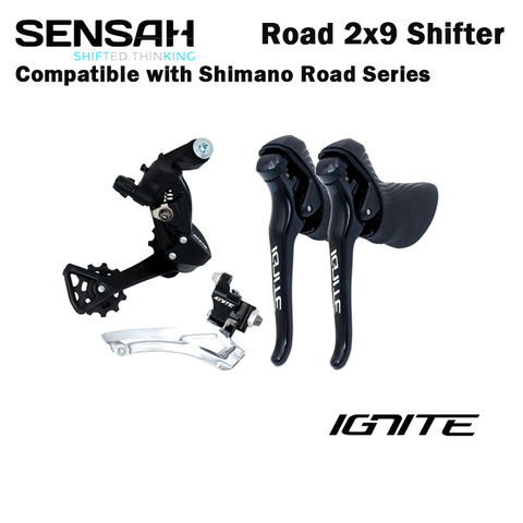 Sensah ignite 2x9 groupset brake shifter 9 speed rear derailleur compatible 32t cassette R7000 Tiagra Sora sensah empire pro ► Photo 1/6