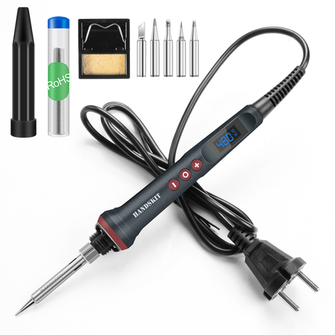 Handskit 90W Digital Electrical Soldering Iron kit Thermal Control Soldering Iron with 4 Wire Core and  5 Tips Welding Tools ► Photo 1/6