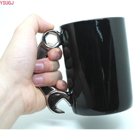 Wrench Ceramic Cup Creative Tool Coffee Mug Spanner Travel Mug Silver Handle Black Tea Water Drinkware Household Office ► Photo 1/4