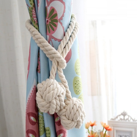 Macrame Curtain Tieback Curtain Tied Ball Hand-woven Cotton Straps Hanging Ball Decoration Creative Curtain Accessories ► Photo 1/6
