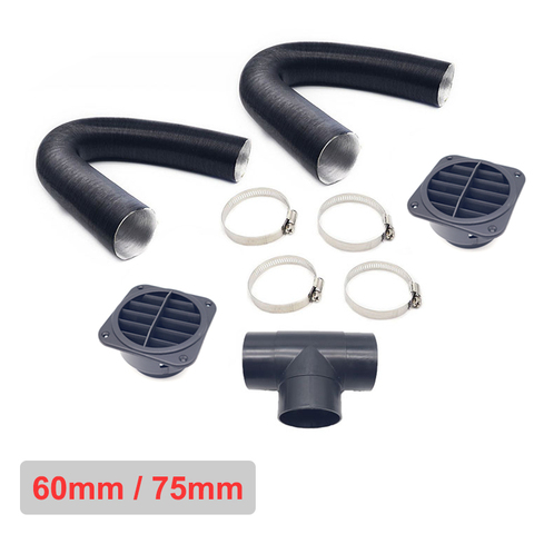 60mm 75mm Car Auto Heater Pipe Duct T Piece Warm Air Outlet Vent Hose Clips Set For Parking Diesel Heater Webasto Eberspacher ► Photo 1/6