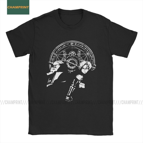 Ed And Al Elric Brothers FullMetal Alchemist T-Shirt Men Edward Brotherhood Anime Fma Manga Cotton Tee Short Sleeve T Shirt ► Photo 1/6