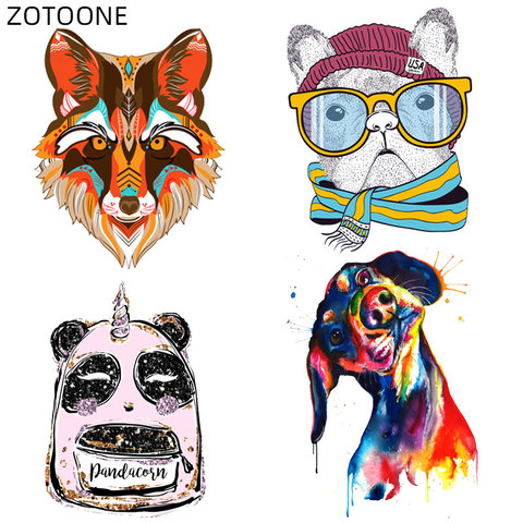 ZOTOONE Fox Panda Patches Iron on Colorful Dog Aniaml Stickers for Clothing Heat Transfers DIY Patch for Kids Vinyl Appliques H ► Photo 1/6