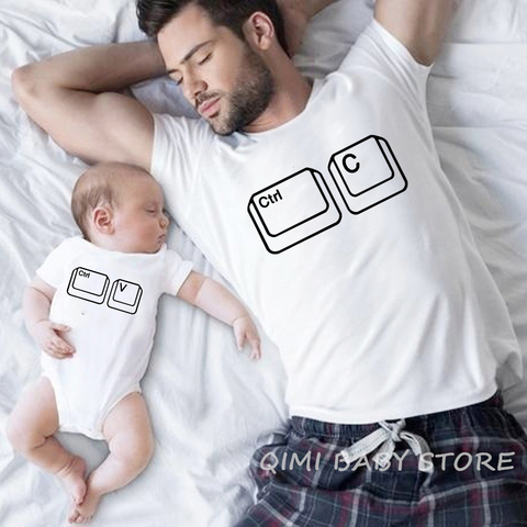 Ctrl C Ctrl V Family Matching T Shirt Man Son Daughter Dad T Shirt Tops Kids Baby Girl Boys Casual Bodysuit T Shirt  Family Look ► Photo 1/6