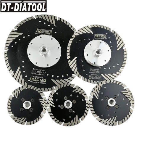 DT-DIATOOL 1pc Diamond Cutting Disc With Slant Protection Teeth M14 Or 5/8-11 Thread Saw Blade For Stone Granite Marbel Concrete ► Photo 1/6