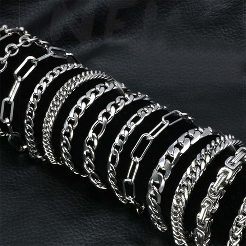 Mens Simple Stainless Steel Curb Cuban Link O-shaped Chain Bracelets for Women Unisex Wrist Jewelry Gifts ► Photo 1/6