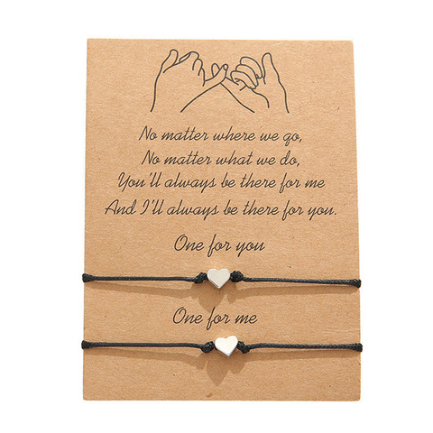 Pinky Promise Couple Bracelets For Women Men Red Black String Lucky Heart Charm Bracelets Wholesale Valentine's Day Gift ► Photo 1/5