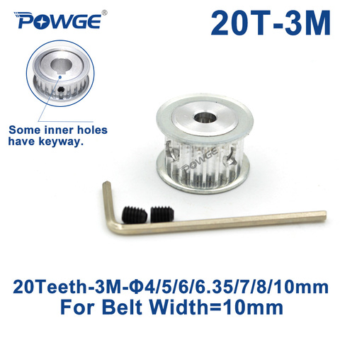 POWGE 20 Teeth HTD 3M Timing Pulley Bore 4/5/6/6.35/7/8/10mm for Width 10mm 3M synchronous belt HTD3M pulley gear 20Teeth 20T ► Photo 1/6