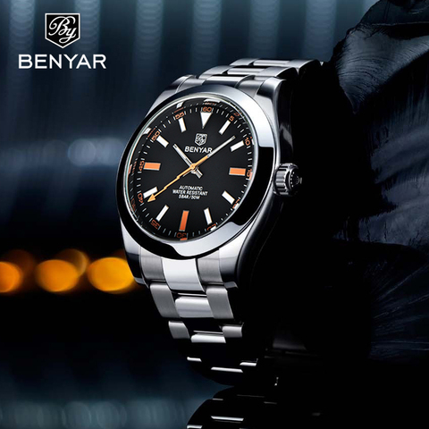 BENYAR Mechanical Mens Watches Fashion Stainless Steel Sport Automatic Watch Men 2022 Brand Luxury Waterproof Clock reloj hombre ► Photo 1/6