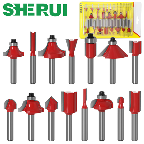 15pcs 1/4inch Router Bit Set Trimming Straight Milling Cutter for Wood Bits Tungsten Carbide Cutting Woodworking ► Photo 1/6